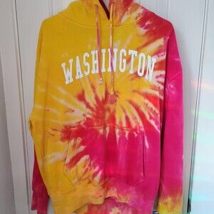 Washington State Tie-dye Hoodie Pink Yellow Southern Breeze Women's Medium